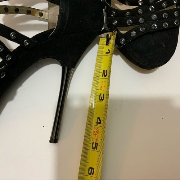 Micheal kors black suede rhinestone studded platforms heels size 7.5 - Picture 12 of 13